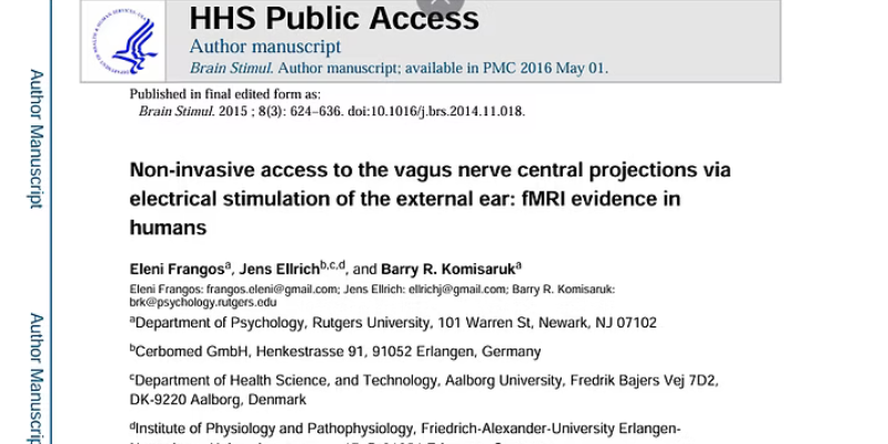 Okładka publikacji: Non-invasive Access to the Vagus Nerve Central Projections via Electrical Stimulation of the External Ear