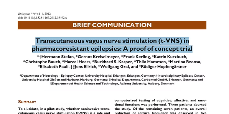 Okładka publikacji: Transcutaneous Vagus Nerve Stimulation (t-VNS) in Pharmacoresistant Epilepsies: A Proof of Concept Trial